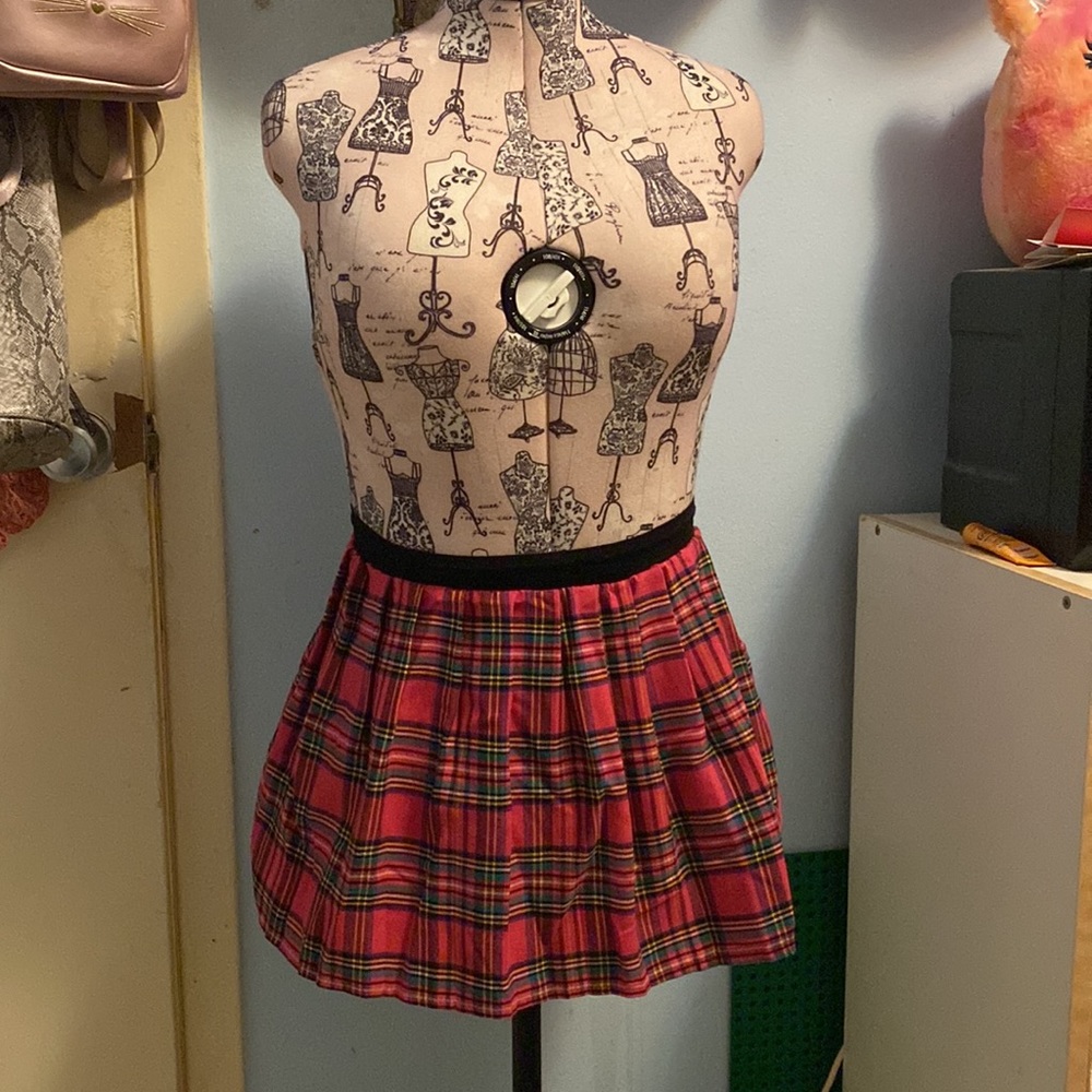 CREATION SANDRINA PLEATED SKIRT PINK PLAID (Small)